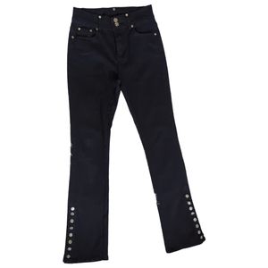NWOT Chicwish High Waist Button Trim Stretchy Jeans. BLACK. XS